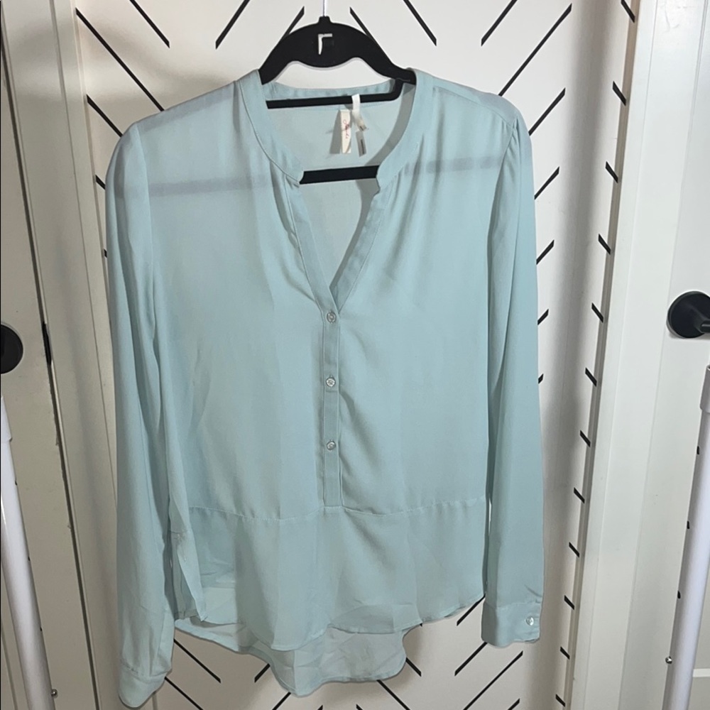 Frenchi Light Blue Button-Up Blouse